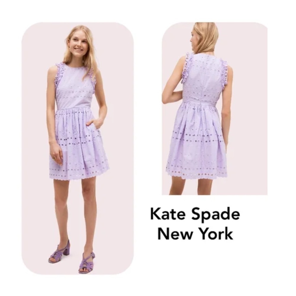 kate spade lilac sleeveless embroidered mini dress
